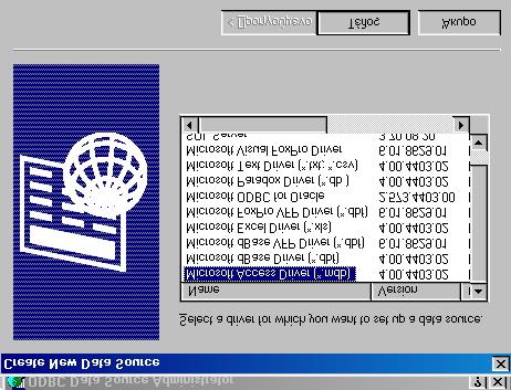 Επιλέξτε Microsoft Access Driver (*.mdb) και πατήστε το πλήκτρο Τέλος (Εικόνα 3.6). Εικόνα 3.