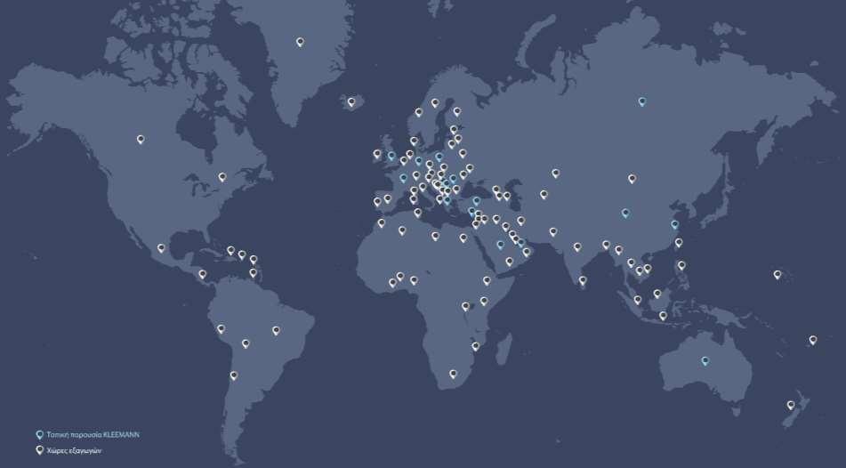 KLEEMANN Worldwide presence 2017: Local presence in 15 countries/ International sales in