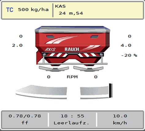 5 Λειτουργία διασκορπισμού με τη μονάδα χειρισμού μηχανήματος AXIS EMC ISOBUS 5.