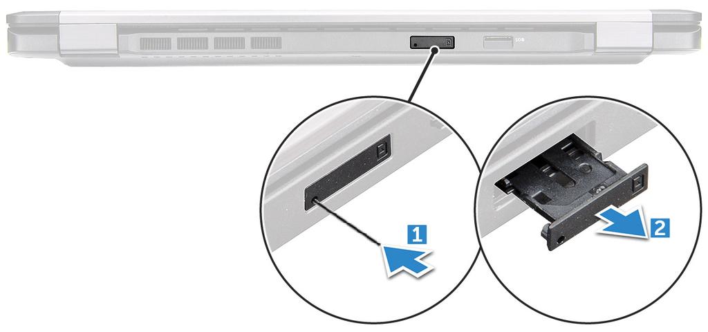 Πλακέτα μονάδας ταυτότητας συνδρομητή (Subscriber Identity Module (SIM)) Εγκατάσταση της κάρτας μονάδας ταυτότητας συνδρομητή (Subscriber Identification Module) 1 Τοποθετήστε στην οπή της ακίδας έναν