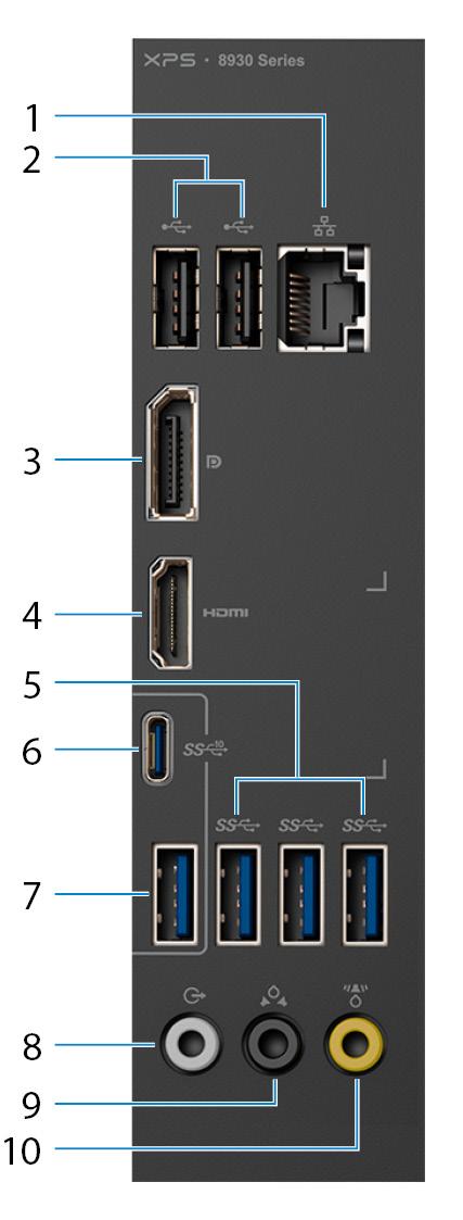 Πίσω πλαίσιο 1 Θύρα δικτύου 10/100/1000 Mbps (με λυχνίες) Συνδέστε καλώδιο Ethernet (RJ45) από δρομολογητή ή ευρυζωνικό μόντεμ για πρόσβαση σε δίκτυο ή στο Ίντερνετ.