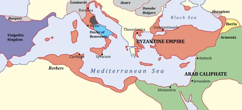 Ηρακλείδες: 650: Εξάπλωση του Ισλάμ, Χάσιμο επαρχιών Η βυζαντινή αυτοκρατορία το 650: