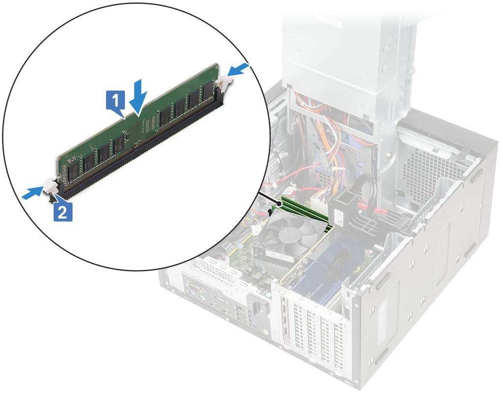 3 Κλείστε τον μεντεσέ της PSU. 4 Εγκαταστήστε το κάλυμμα. 5 Ακολουθήστε τη διαδικασία που παρατίθεται στην ενότητα Μετά την εκτέλεση εργασιών στο εσωτερικό του υπολογιστή σας.