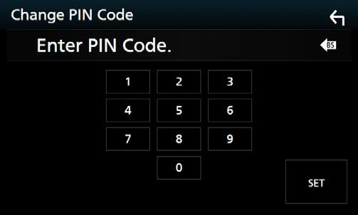 Έλεγχος Bluetooth ÑÑΑλλαγή του Κωδικού PIN Αγγίξτε το [PIN Code] στην οθόνη ΡΥΘΜΙΣΗΣ Bluetooth. hhη οθόνη Ρύθμισης Κωδικού PIN εμφανίζεται. 2 Αγγίξτε παρατεταμένα το [ ]. 3 Εισάγετε τον Κωδικό PIN.