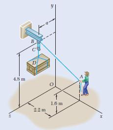 ΑΣΚΗΣΗ 3.51 Για την ανέλκυση ενός βαρύ κιβωτίου, ένας άντρας χρησιμοποιεί ένα σύστημα από τροχαλίες και σκοινιά, το οποίο συνδέεται με τη βάση μιας δοκού τύπου I στο άγκιστρο Β.