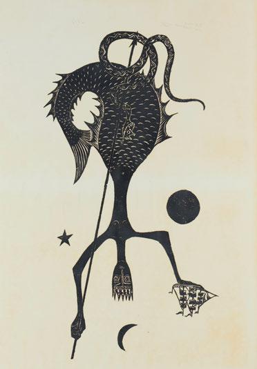 522 523 524 522 ΚΑΤΡΑΚΗ, Βάσω. Γοργόνα. 1972. Χάραγμα σέ πέτρα, 870 x 470 mm.