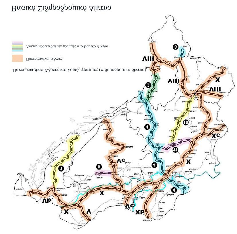 Τεχνική υποστήριξη της διεθνούς συνεργασίας για τον Πανευρωπαϊκό Άξονα Χ 87 Χάρτης 3.2: Βασικό Σιδηροδροµικό ίκτυο REBIS Πηγή: Regional Balkans Infrastructure Study Transport, Final Report 3.1.4.