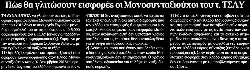 2. ΠΩΣ ΘΑ ΓΛΙΤΩΣΟΥΝ ΕΙΣΦΟΡΕΣ ΟΙ ΜΟΝΟΣΥΝΤΑΖΙΟΥΧΟΙ ΤΟΥ Τ ΤΣΑΥ Μέσο:.........ΔΗΜΟΚΡΑΤΙΑ Ημ. Έκδοσης:...04/10/2018 Ημ. Αποδελτίωσης:...04/10/2018 Σελίδα:.