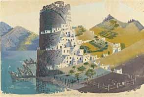600-800 568 ΓΡΑΜΜΑΤΟΠΟΥΛΟΣ, Κωνστ. Αἰγαῖον XVI (Skyros). 1973. Ἔγχρωμη ξυλογραφία σέ πλάγιο ξύλο, 590 x 907 mm.