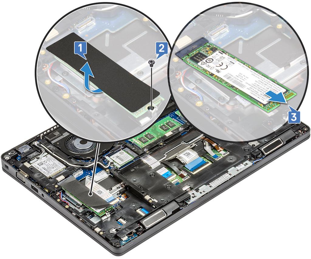 ΣΗΜΕΙΩΣΗ: Αυτό ισχύει μόνο για την έκδοση SATA M.2 2280 της SSD Εγκατάσταση της κάρτας SSD 1 Τοποθετήστε την κάρτα SSD στον σύνδεσμό της στο σύστημα.