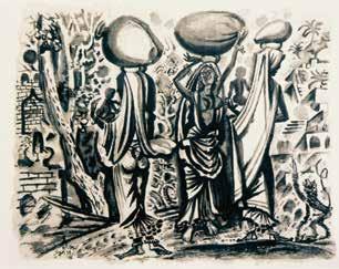 FIG 12 Indian Women Carrying Burdens, study for the album India, 1958 Indian ink on paper, 20.