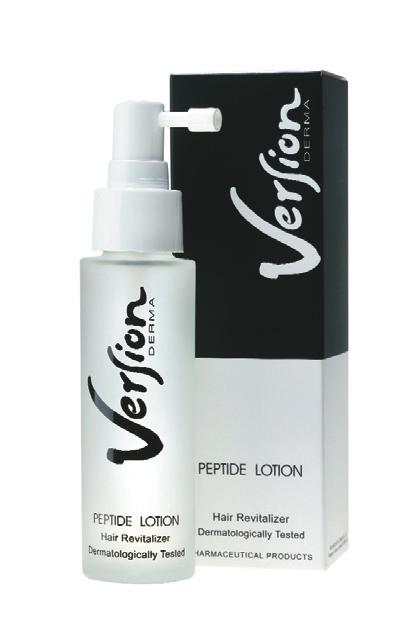 VERSION PEPTIDE LOTION 50 ml Hair Revitalizer Dermatologically Tested - Parabens Free Πρόκειται για μια επιστημονική φόρμουλα, που ο μηχανισμός δράσης των συστατικών της, καθώς και οι κλινικές