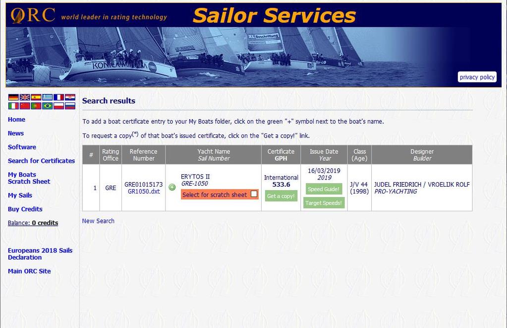 ORC Sailor Services: