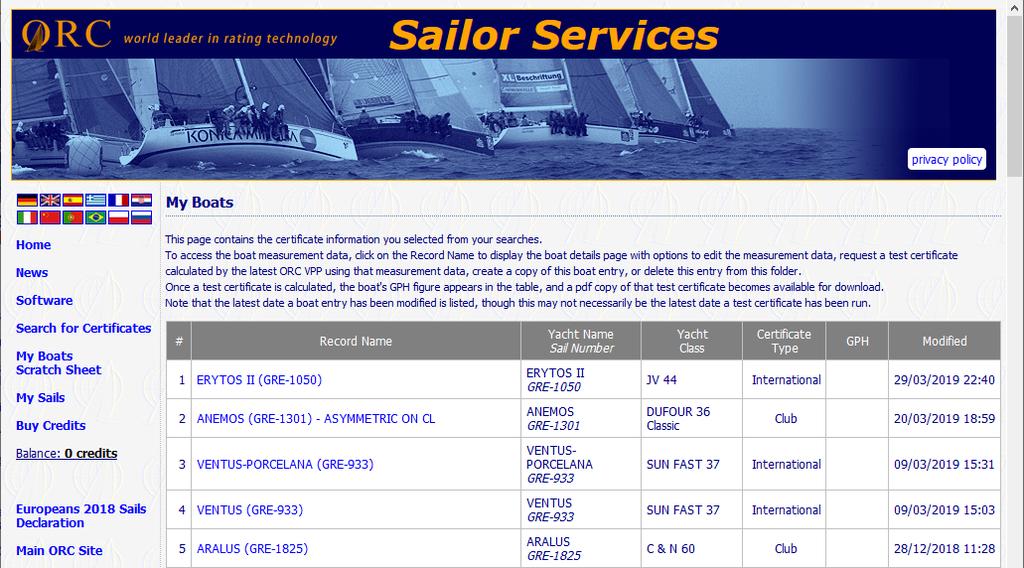 ORC Sailor Services: