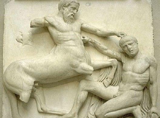ΔΩΡΙΚΟΣ ΡΥΘΜΟΣ μετόπες Να και το αντίγραφο μιας από τις μετόπες της Κενταυρομαχίας. Η πρωτότυπη βρίσκεται στο Βρετανικό Μουσείο μαζί με άλλες δεκατέσσερις.