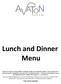 Lunch and Dinner Menu. Chef: Olena Andrukh