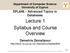 Lecture 1 Syllabus and Course Overview