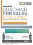 COACHING FOR SALES EXCELLENCE. Ένα εργαλείο ικανό να απογειώσει τις πωλήσεις σας! Παρασκευή 30 και Σάββατο 31 Οκτωβρίου (9:00-18:00)