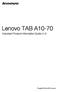 Lenovo TAB A Important Product Information Guide v1.0. English/Polski/Ελληνικά